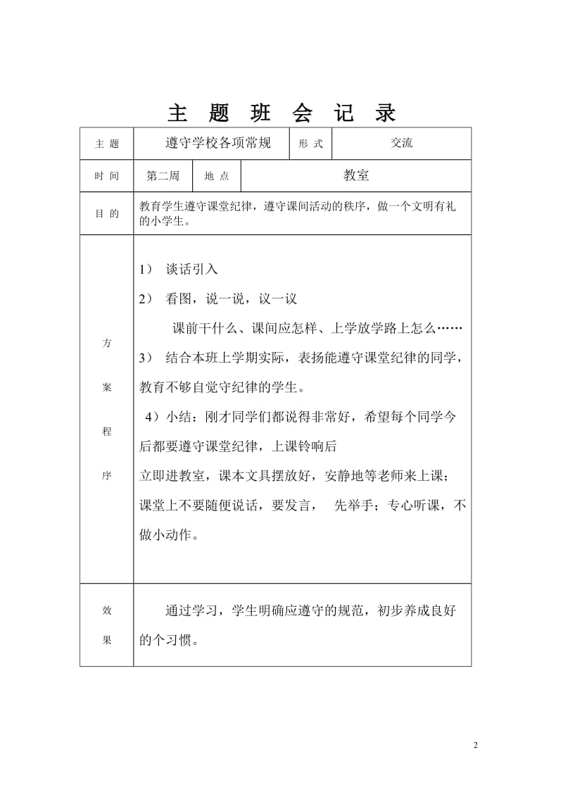 一年级__第二学期__主题班会记录.doc_第2页