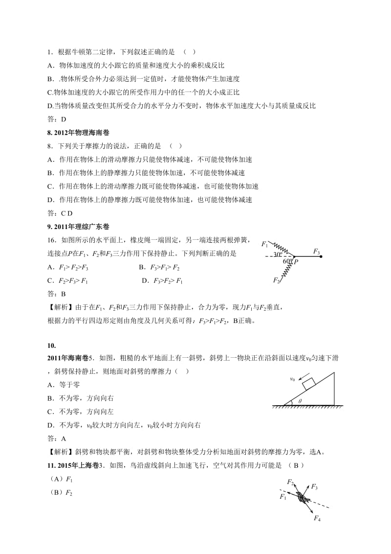 11-19年高考物理真题分专题汇编之专题005力、受力分析.doc_第3页