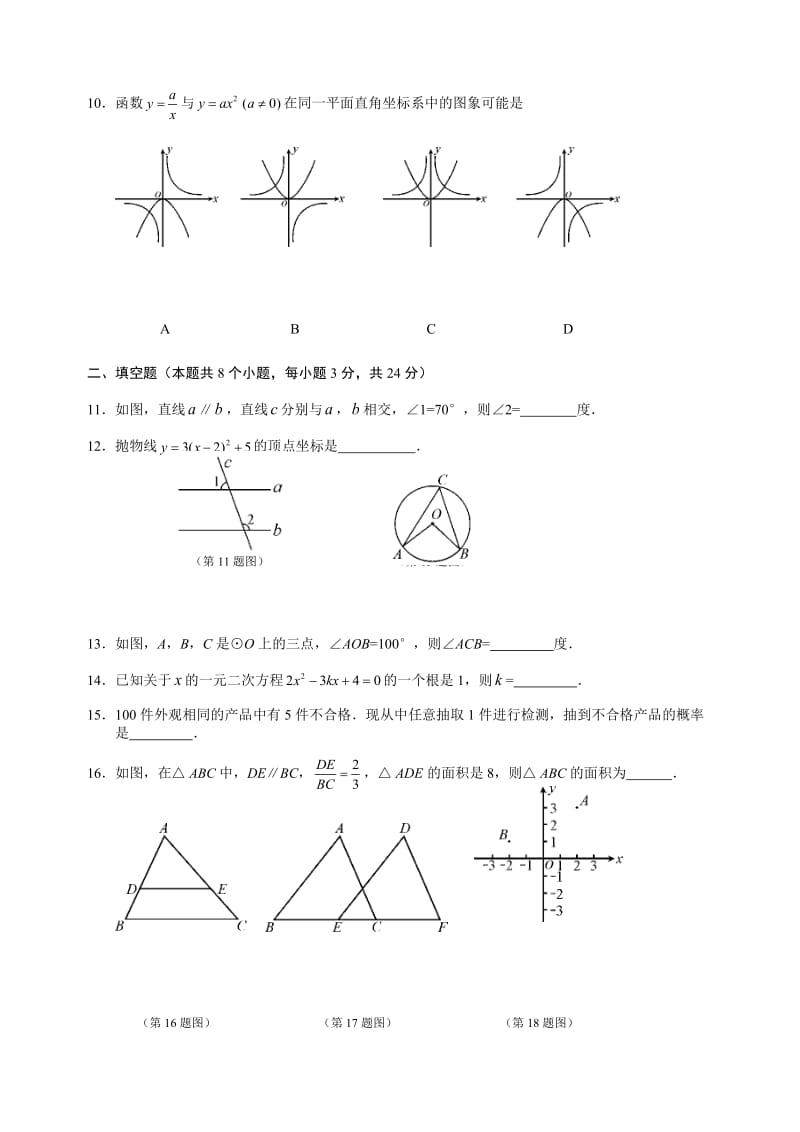 2014、2016年长沙市初中毕业学业水平考试数学试卷.docx_第2页