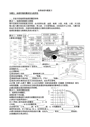 必修一 第一章 行星地球 专题复习.doc