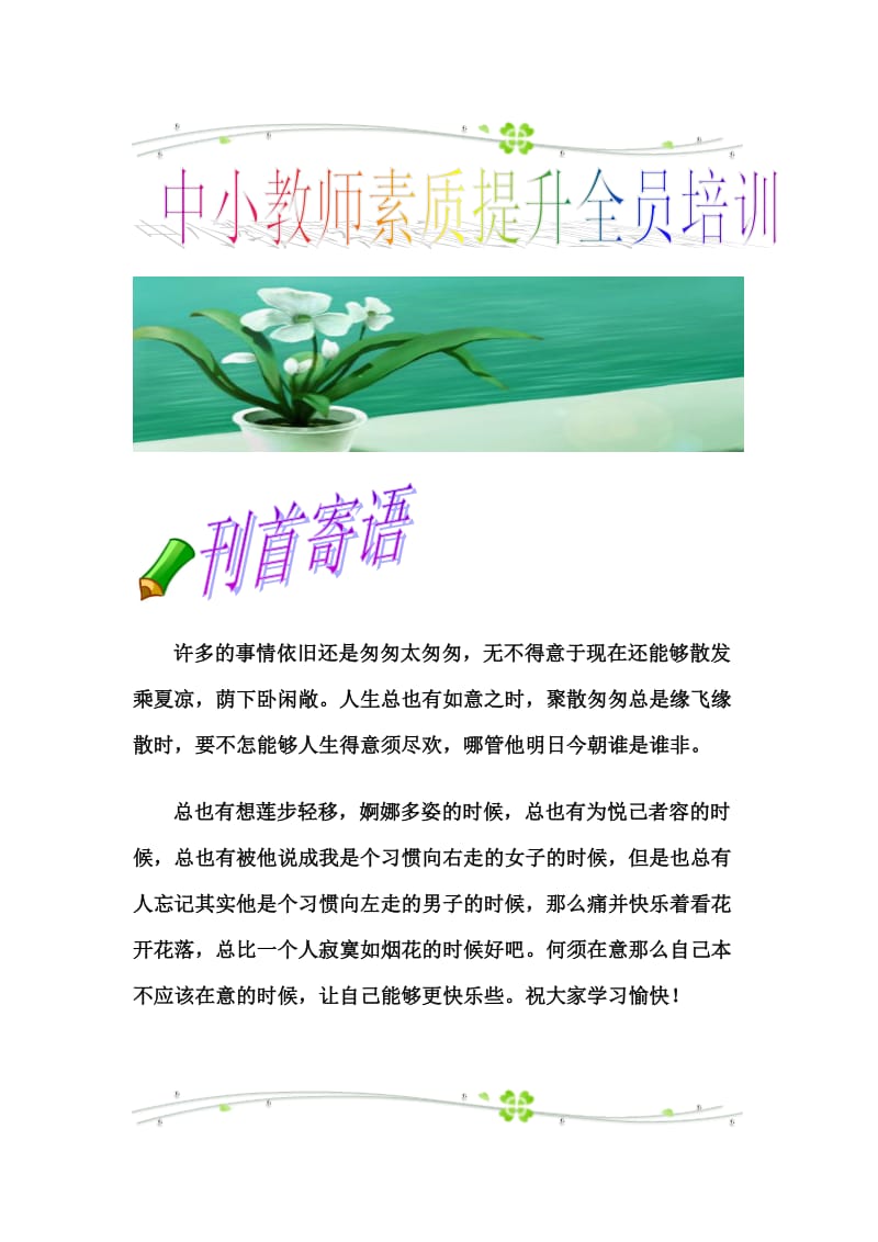 中小学教师素质提升培训总结.doc_第1页