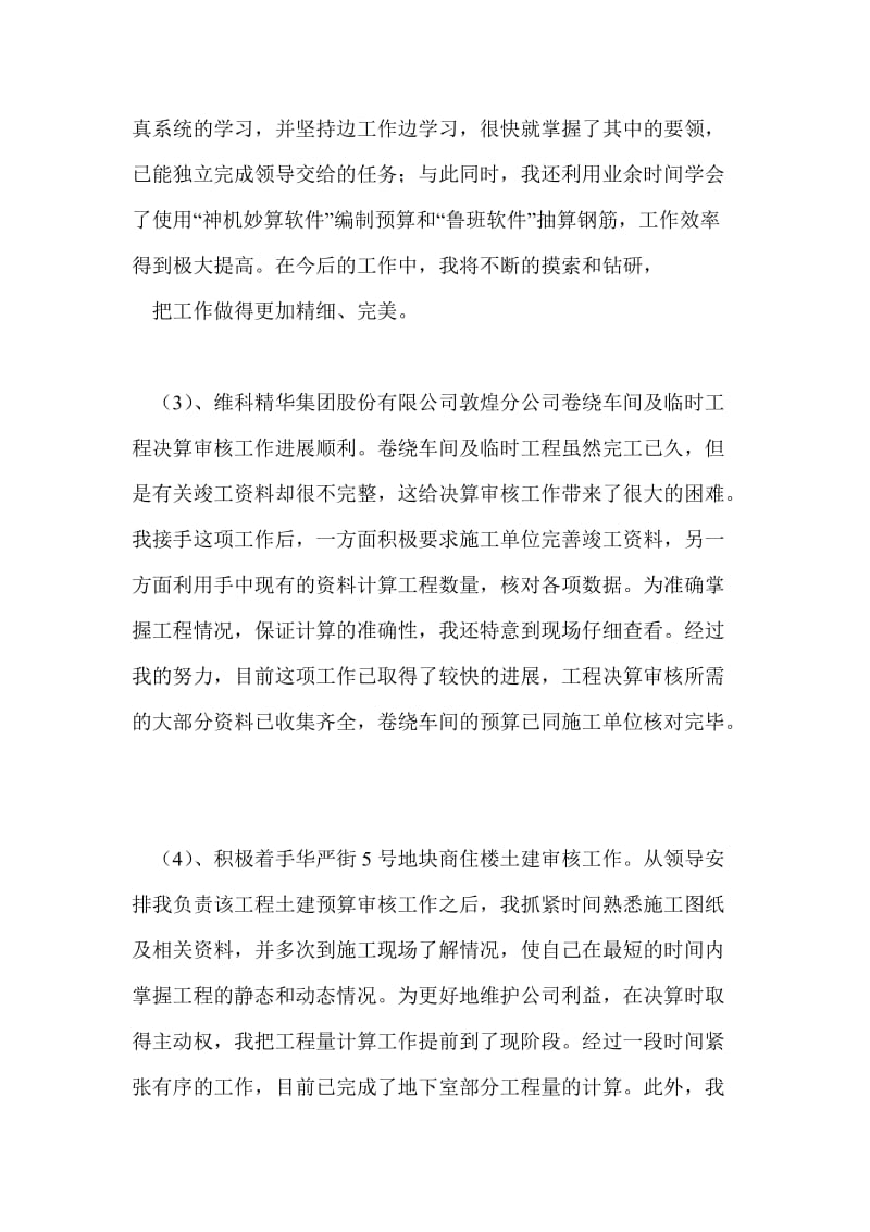 工程决算试用期工作总结最新总结精选.doc_第2页