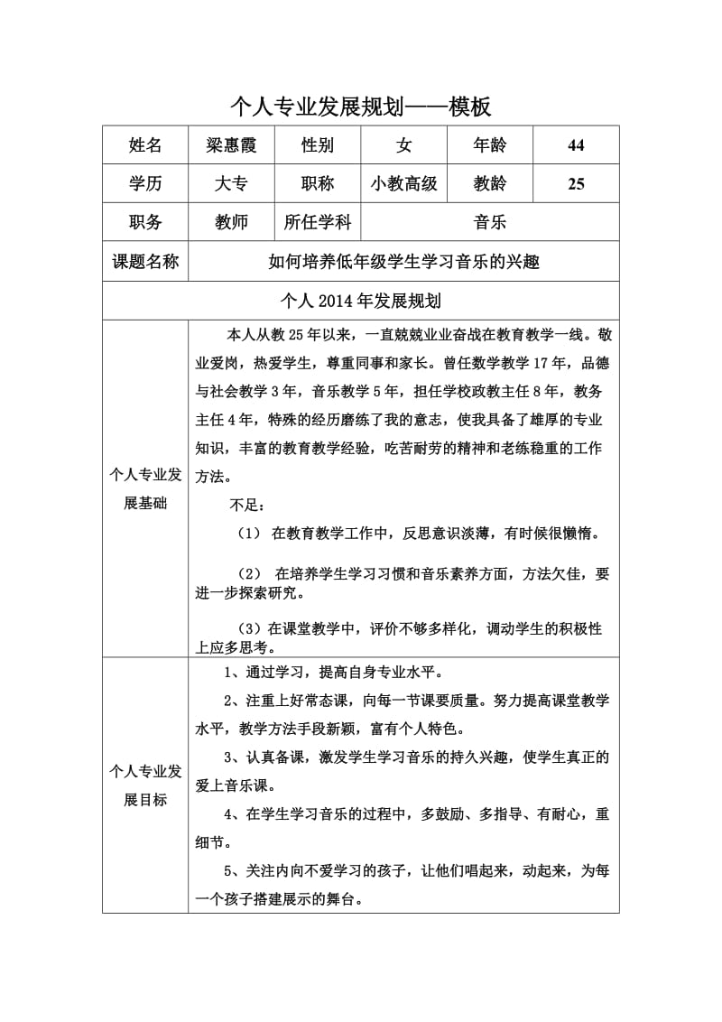 个人专业发展规划模板（修改）.doc_第1页