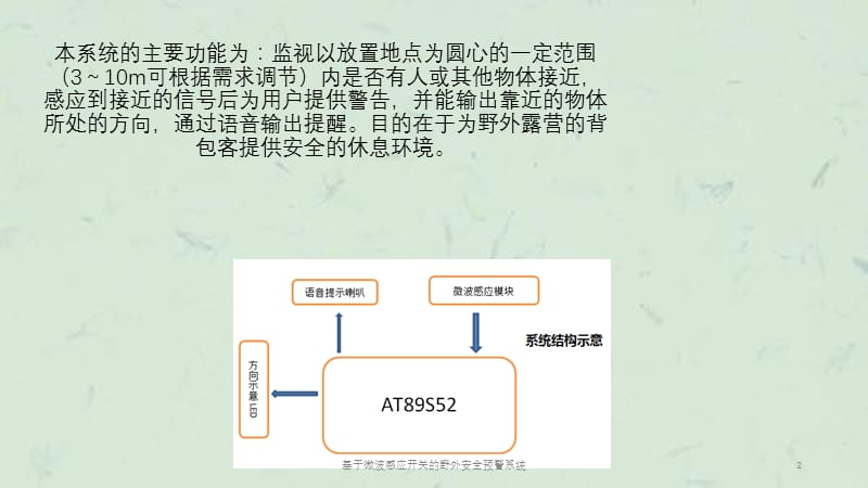 基于微波感应开关的野外安全预警系统课件.pptx_第2页