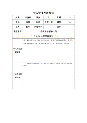 个人专业发展规划模板辛晓燕.doc