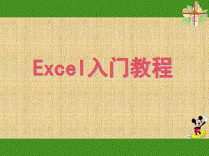 EXCEL入门基础教程(完整版)-exc入门.ppt