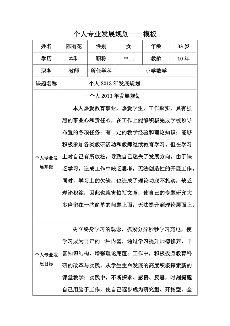 修改个人专业发展规划（陈丽花).docx_第1页