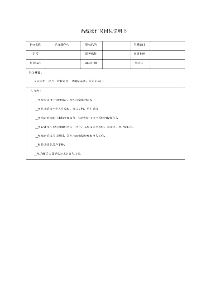 技术部系统操作员岗位说明书.docx_第1页