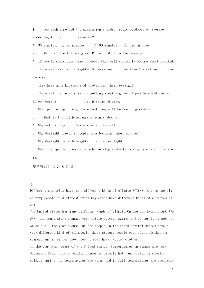 2019中考英语二轮复习 短文语法选择+首字母阅读新选（7）.doc_第2页