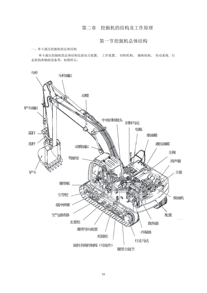 挖掘机的基本构造及工作原理讲诉.docx_第1页