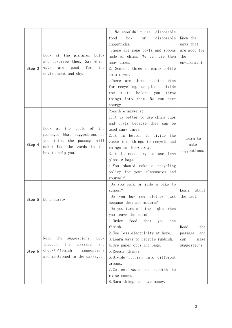 2019学年九年级英语上册 Module 12 Save our world Unit 2 Repeat these three words daily reducereuse and recycle教案 （新版）外研版.doc_第2页