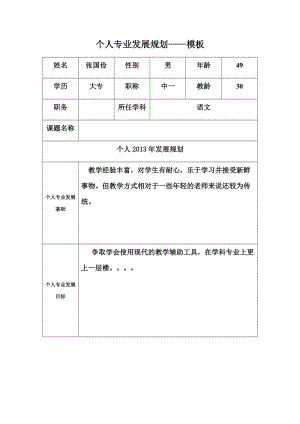 个人专业发展规划模板简谱（修改版张国俭）.docx