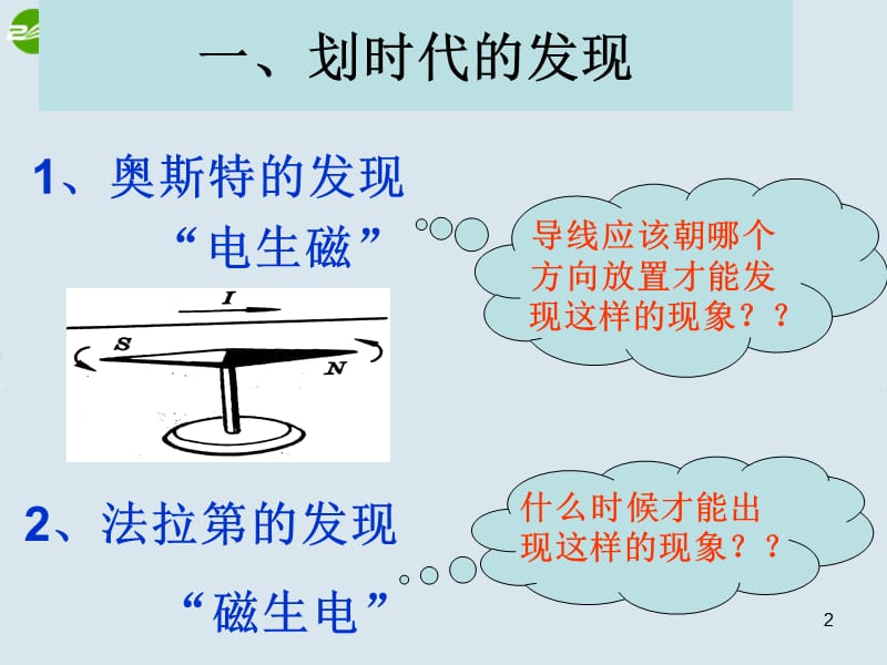 高中物理 划时代的发现 探究感应电流的产生条件课件 新人教版选修3.ppt_第2页