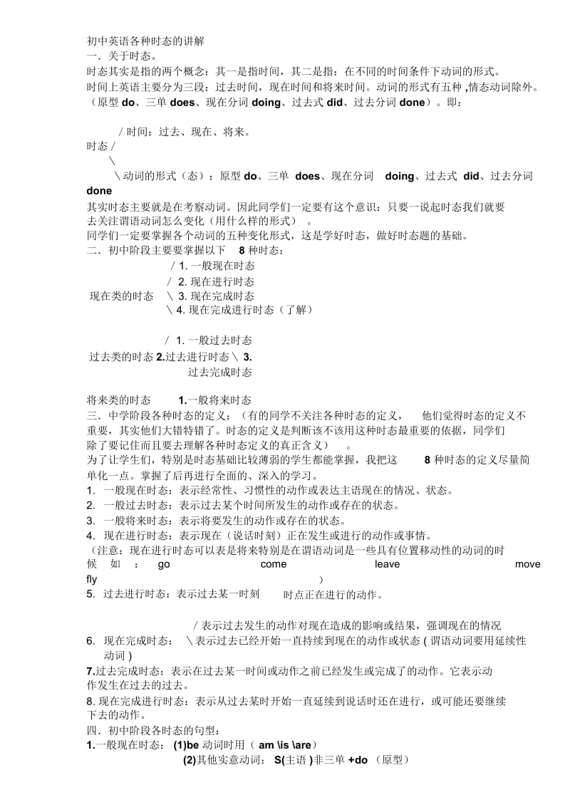 初中英语各种时态的讲解与练习(绝对有特点和牛叉).docx_第1页