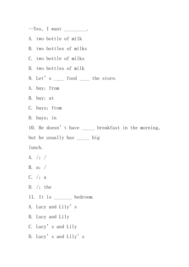 2021-2021初一英语上学期期中检测题(人教新目标附答案).docx_第3页