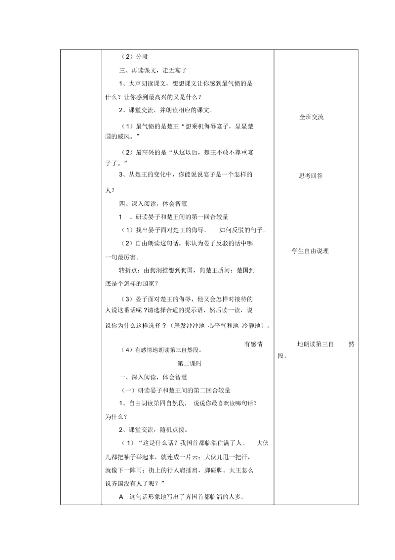 晏子使楚表格教学设计.docx_第2页