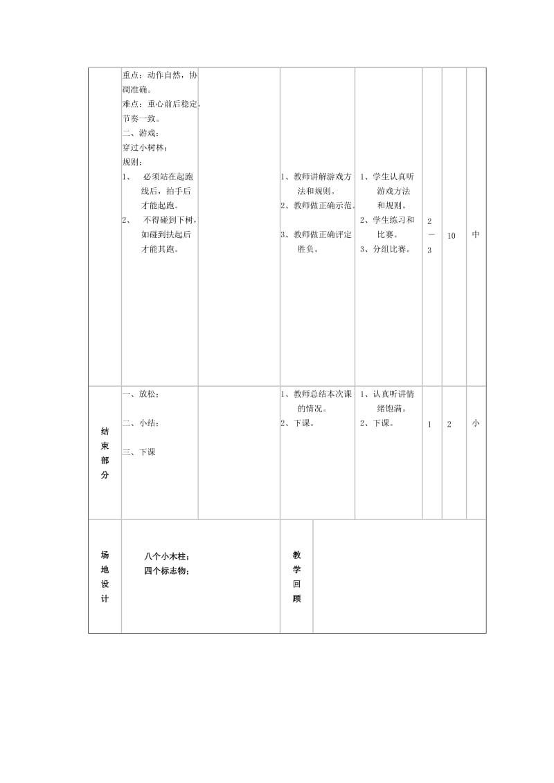 队列队形； 2、游戏：穿过小树林；.doc_第2页