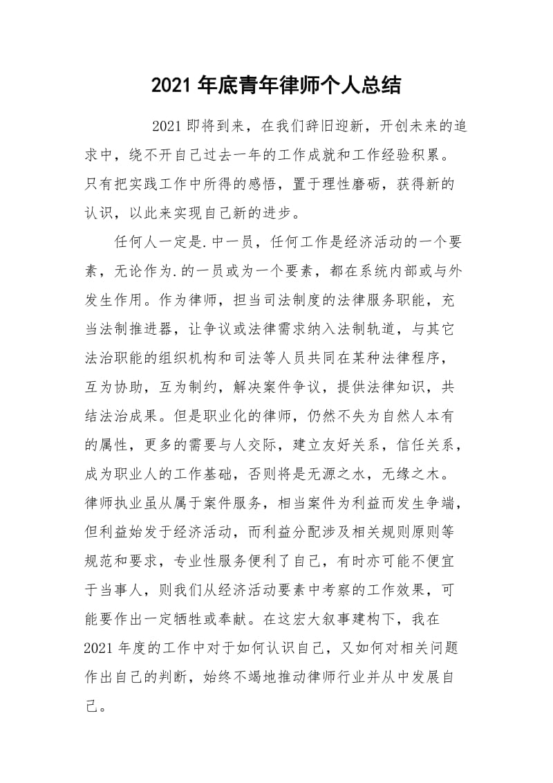 2021年底青年律师个人总结.docx_第1页