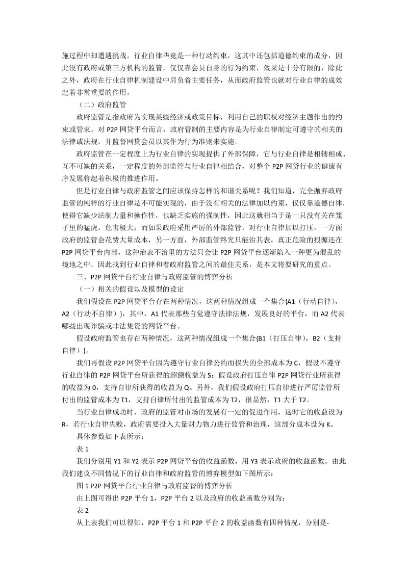 P2P网贷平台行业自律与政府监管的博弈分析3900字.docx_第2页