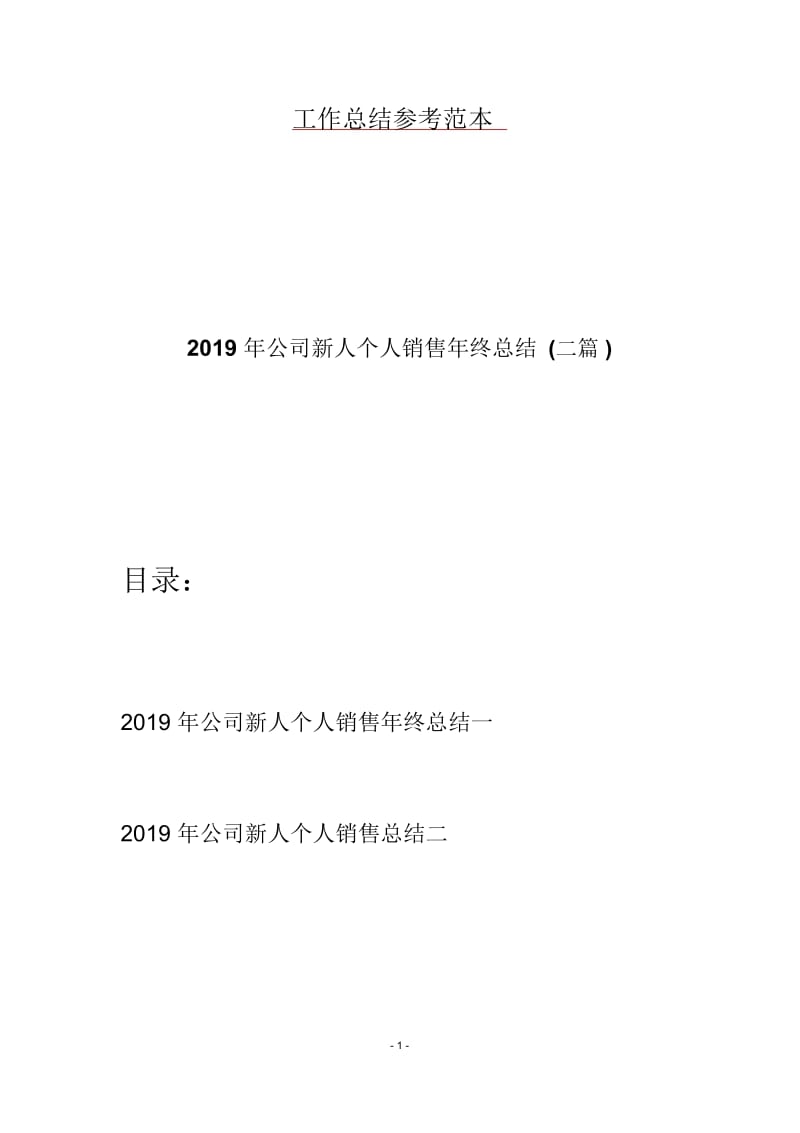 2019年公司新人个人销售年终总结(二篇).docx_第1页