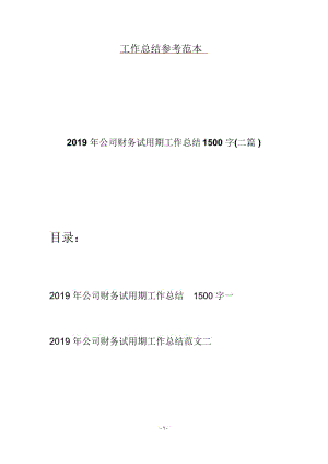 2019年公司财务试用期工作总结1500字(二篇).docx