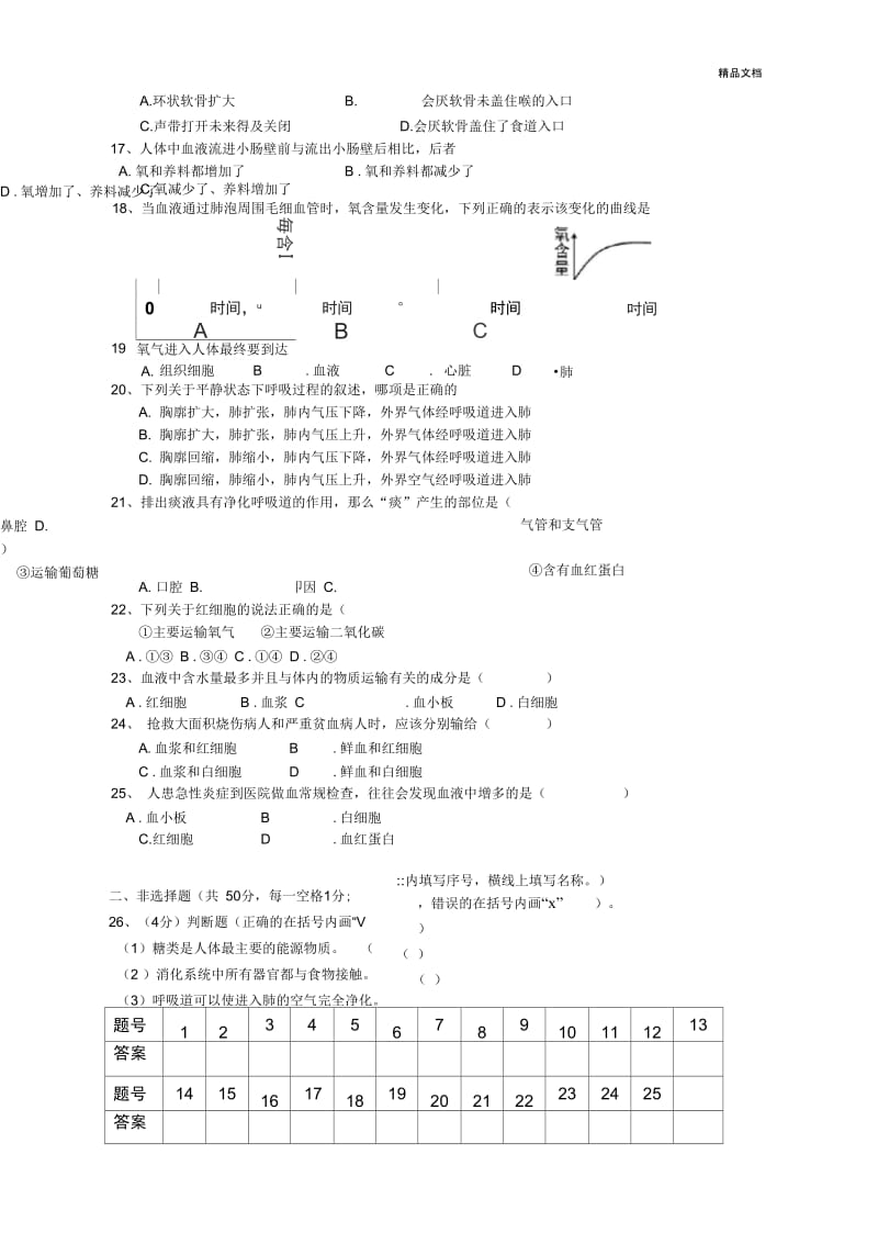 七年级下册生物期末试卷重点.docx_第3页