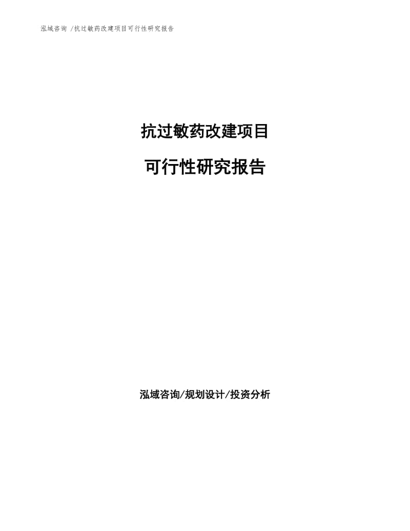 抗过敏药改建项目可行性研究报告.docx_第1页