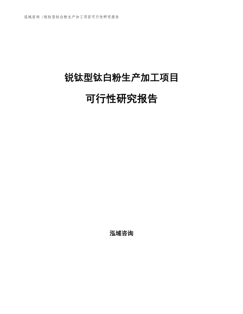 锐钛型钛白粉生产加工项目可行性研究报告.docx_第1页