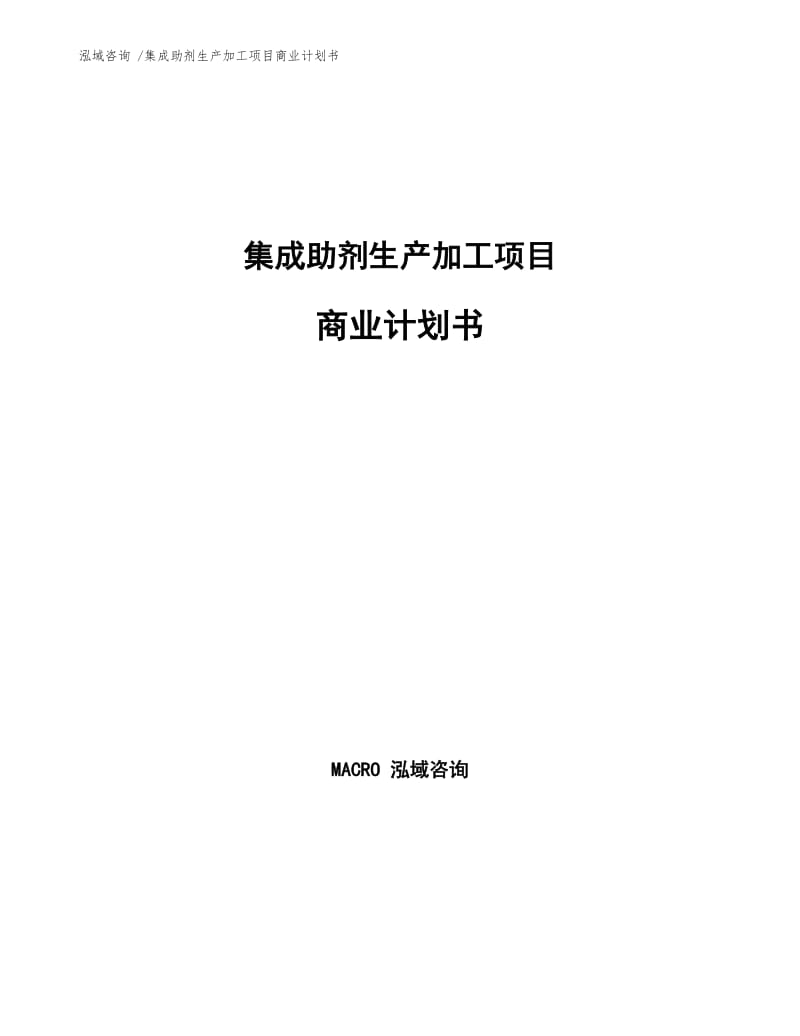 集成助剂生产加工项目商业计划书样例模板.docx_第1页