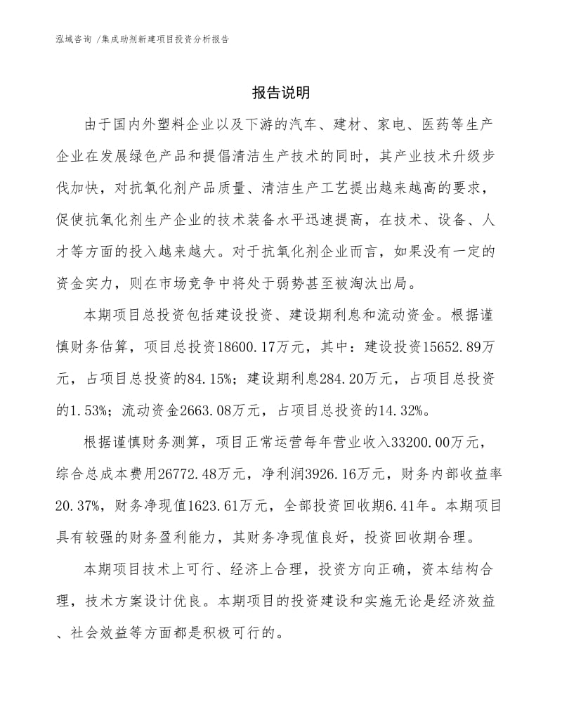 集成助剂新建项目投资分析报告范文参考.docx_第2页