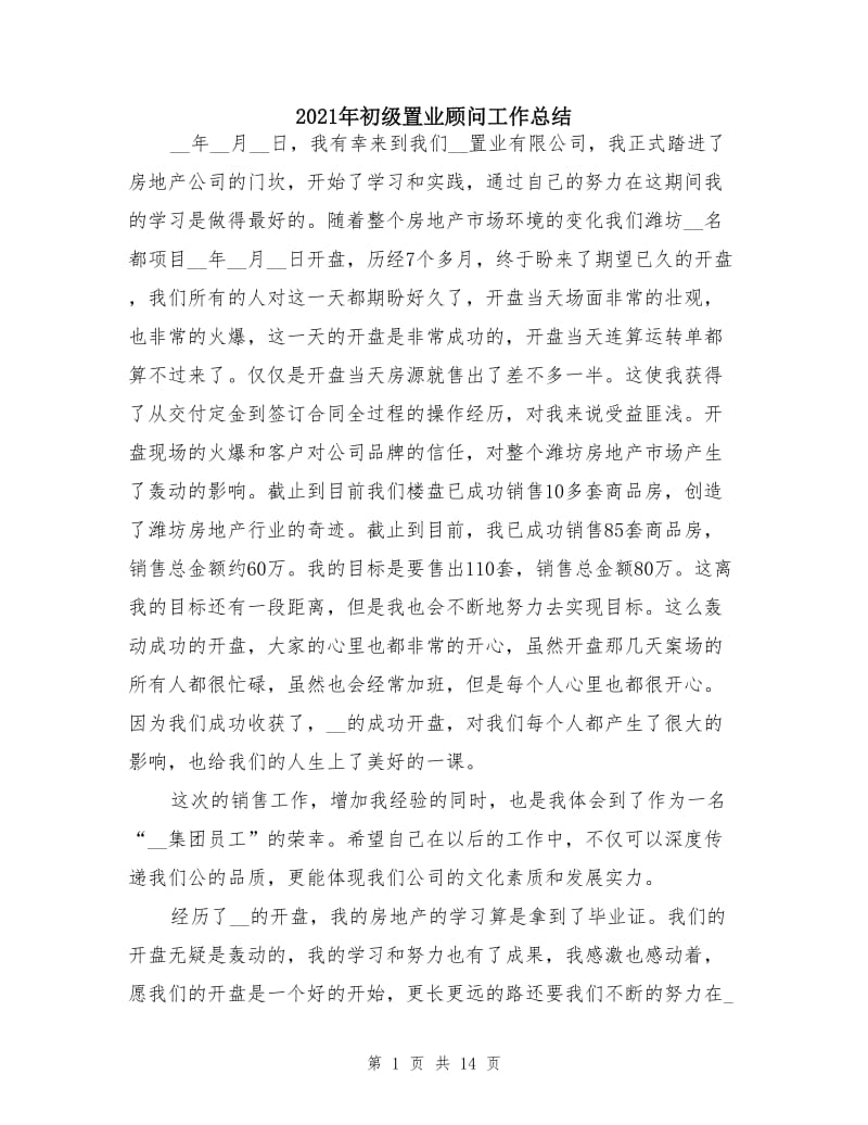 2021年初级置业顾问工作总结.doc_第1页