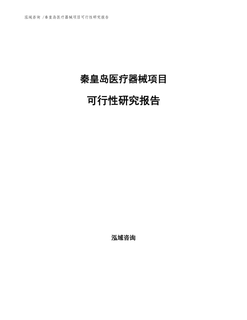 秦皇岛医疗器械项目可行性研究报告.docx_第1页