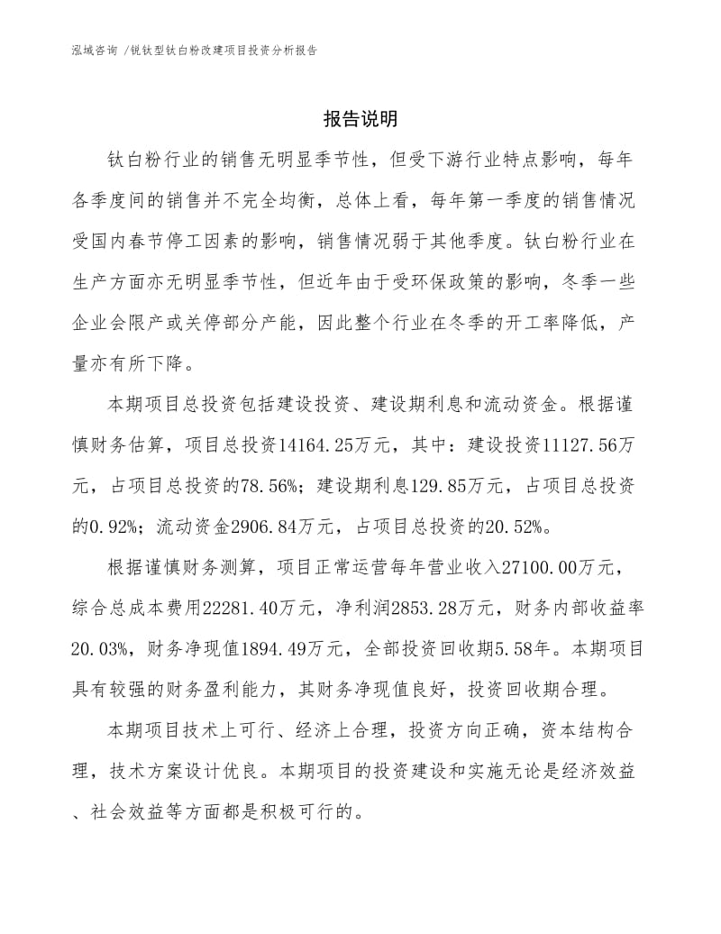 锐钛型钛白粉改建项目投资分析报告参考范文.docx_第2页