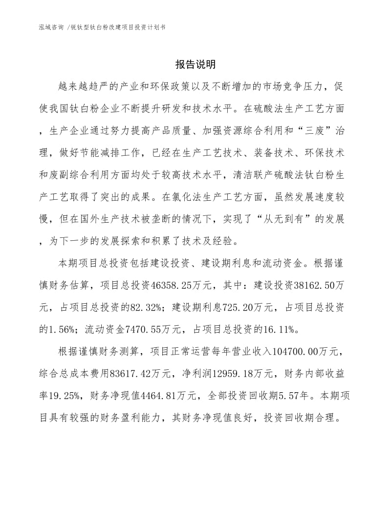 锐钛型钛白粉改建项目投资计划书样例模板.docx_第2页