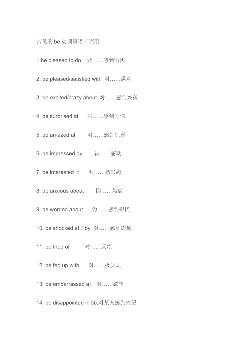 常见的be动词短语／词组(1).docx_第1页