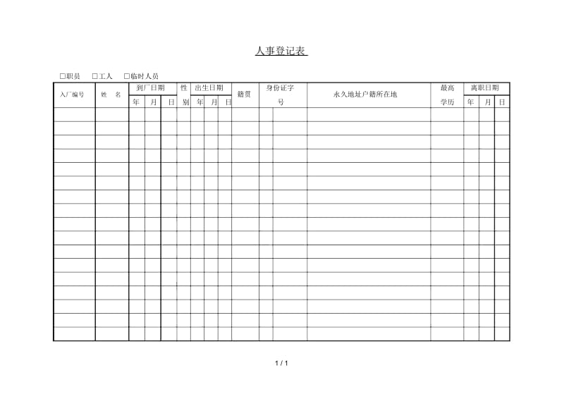 企业人事登记表格.docx_第1页