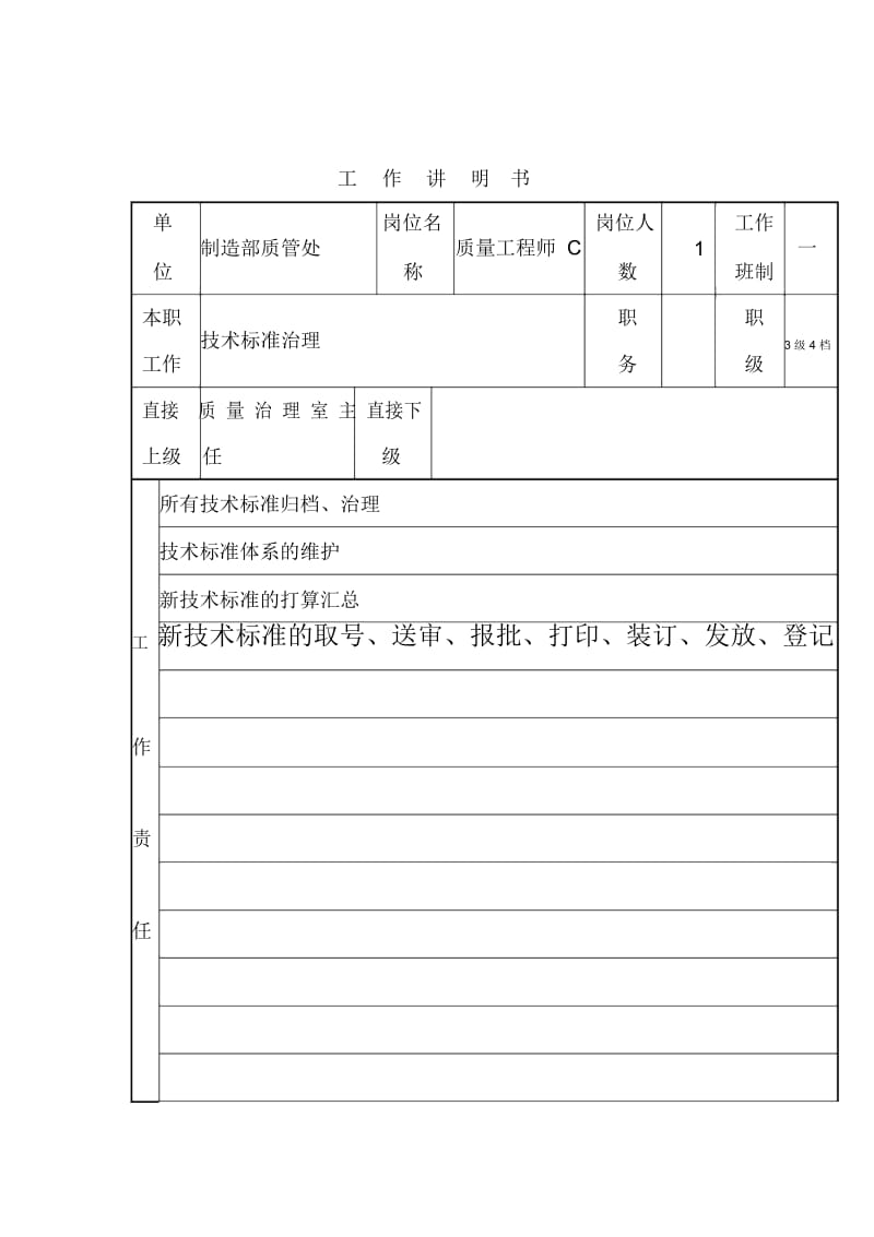 质量工程师岗位说明书(doc2页).docx_第1页