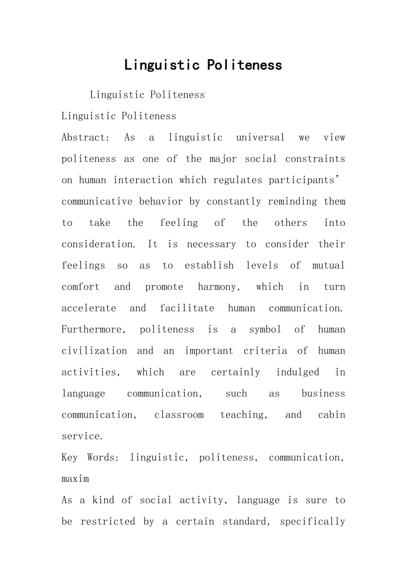 Linguistic Politeness.docx_第1页