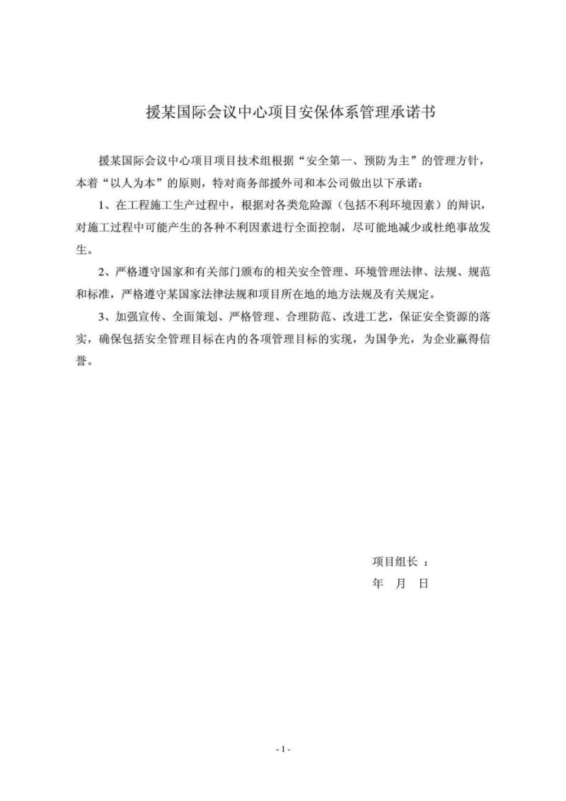 某援建国际会议中心安全保证体系计划.doc_第1页