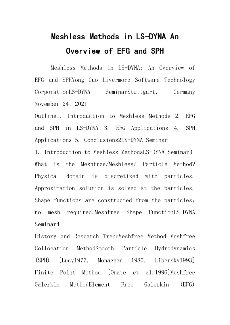 Meshless Methods in LS-DYNA An Overview of EFG and SPH.docx_第1页