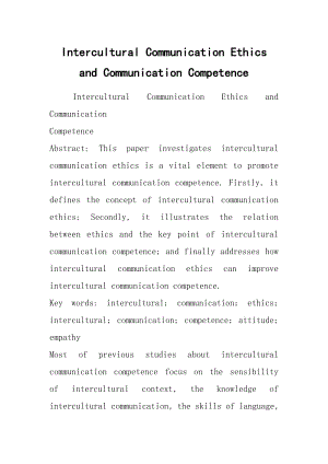 Intercultural Communication Ethics and Communication Competence.docx