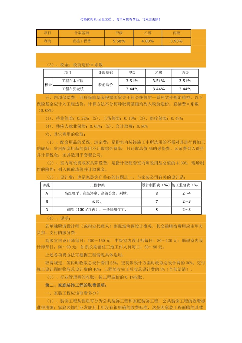 装饰工程的取费标准与说明Word编辑.doc_第2页