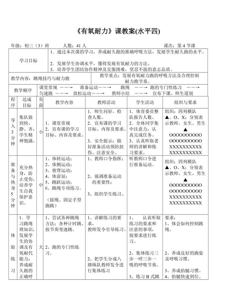 《有氧耐力》单元教学计划（水平四）.doc_第3页