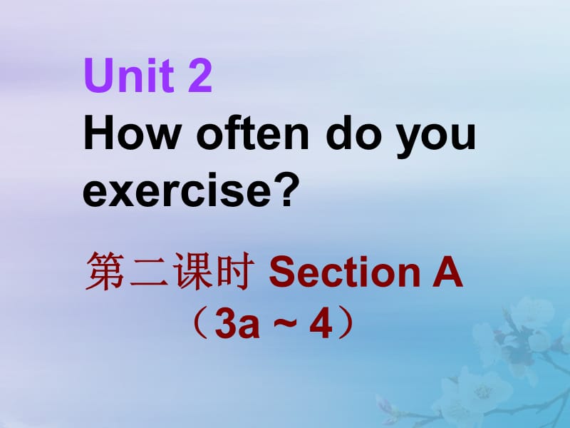 八年级英语上册 Unit 2 How often do you exercise（第2课时）自学课件 （新版）人教新目标版.ppt_第1页