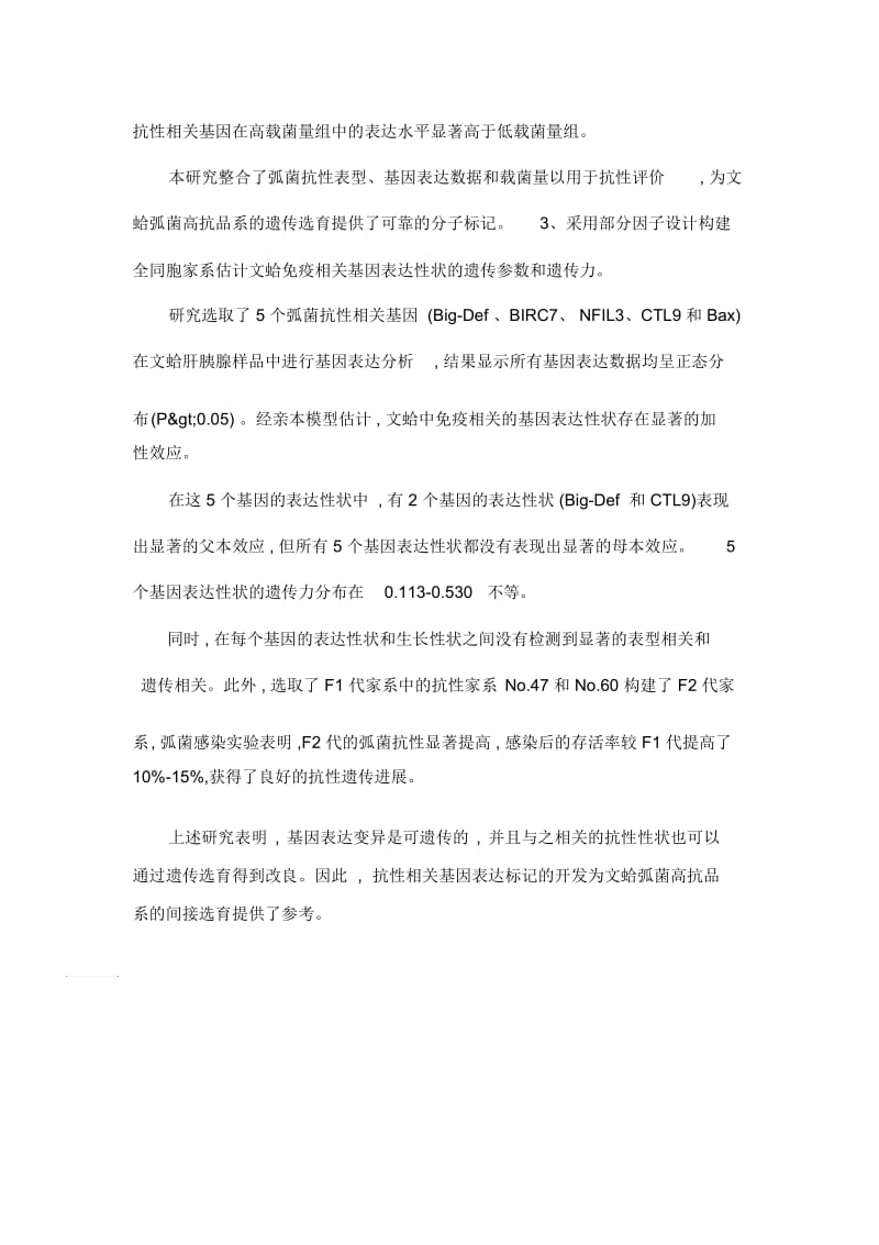 文蛤弧菌抗性相关基因表达性状的分析及其遗传力估计.docx_第3页