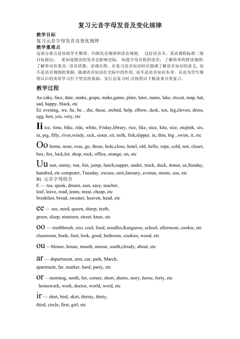 复习元音字母发音及变化规律.doc_第1页