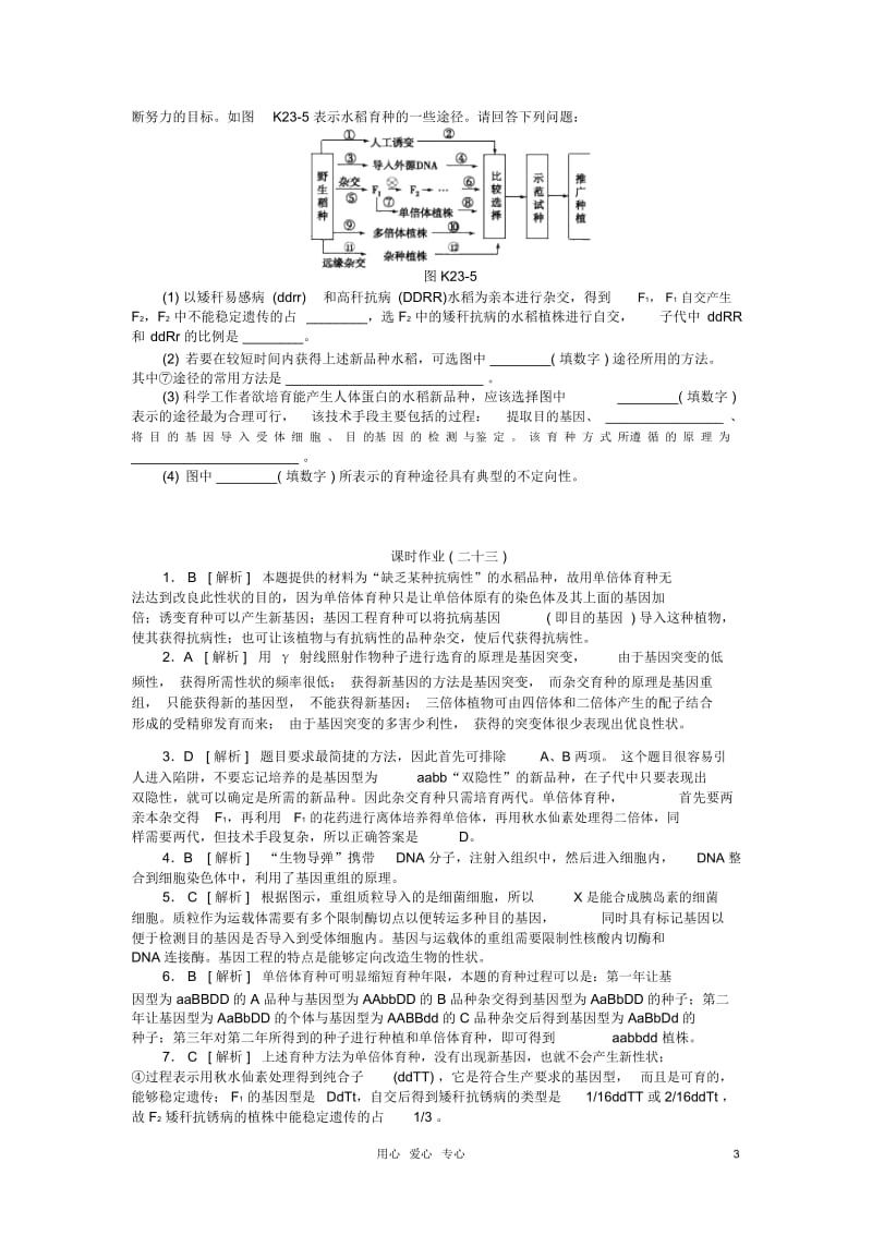 高三生物一轮复习课时作业23杂交育种到基因工程(广东专版).docx_第3页