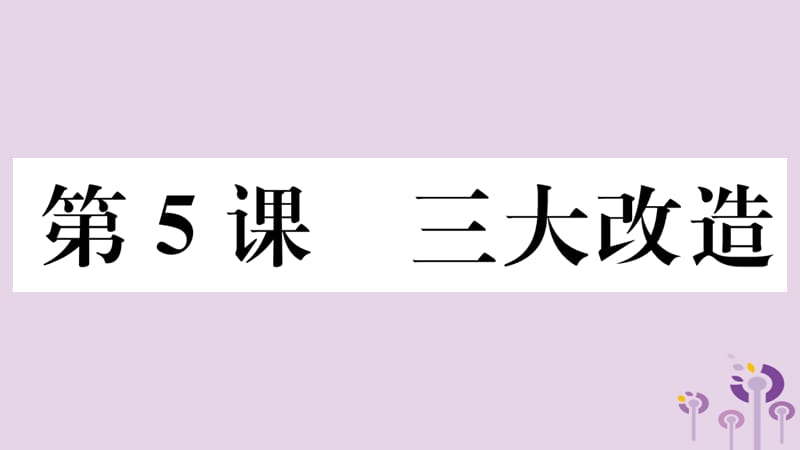 （玉林专版）2019春八年级历史下册 第二单元 社会主义制度的建立与社会主义建设的探索 第5课 三大改造习题课件 新人教版.ppt_第1页