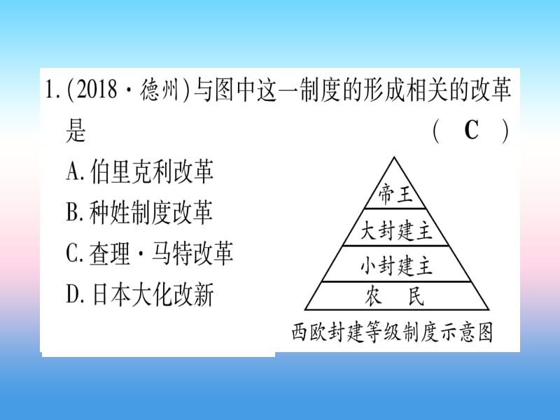 （云南专用）2019中考历史总复习 第一篇 考点系统复习 板块4 世界古、近代史 主题二 中古时期的欧洲与亚洲（精练）课件.ppt_第2页