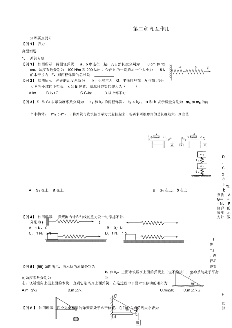 高考物理复习第2章相互作用学案(无答案).docx_第1页